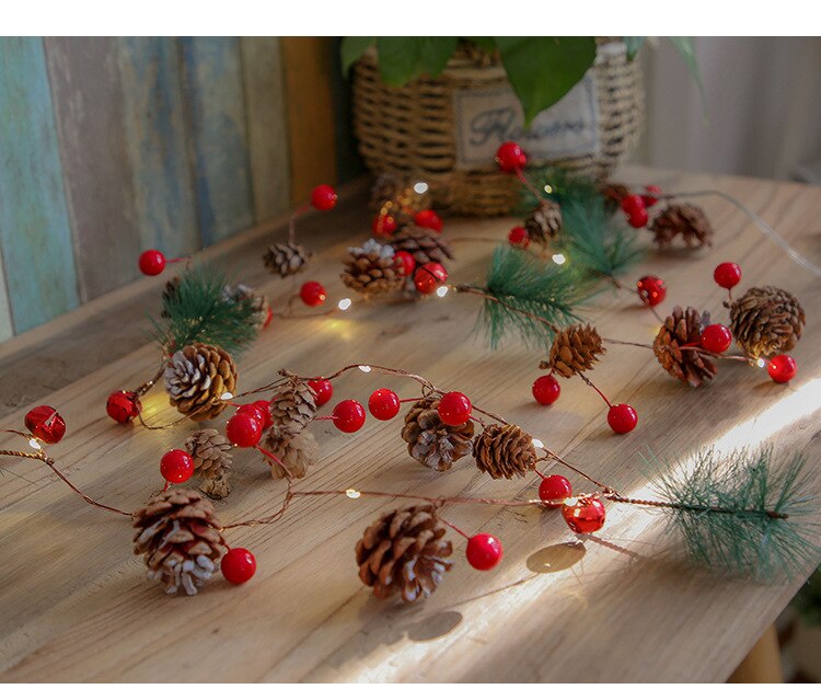 Christmas Decoration Pine Cone Light String Led Copper Wire Light Pine Needle Decor Mulberry Xmas Gifts Chritmas Decoration Home