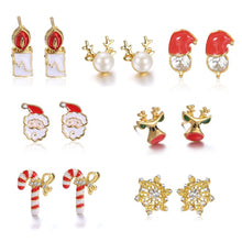 Load image into Gallery viewer, Christmas Gift Christmas Stud Earrings Santa Claus Snowflake Deer Xmas Earrings For Women Christmas Ear Stud Girls New Year Party Jewelry Gift