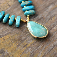 Load image into Gallery viewer, Skhek Back to School Unique Natural Stones Amazonite Pendant Necklace Women Exquisite Jaspers Charm Beaded Choker Necklace OL Jewelry Gifts