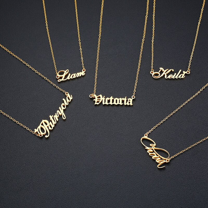 Personalized Custom Name Necklace Stainless Steel gold Choker Nameplated Necklace Pendant For Girls Lady Female
