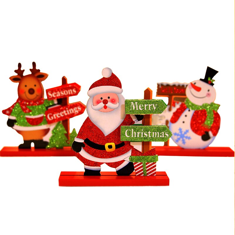 Santa Claus Wood Products Home Party Children's Room Decoration Children's Toys Christmas Gifts Elk Snowman Cartoon Cheap