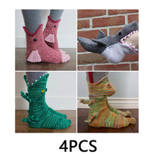 Load image into Gallery viewer, Christmas socks shark chameleon crocodile knit socks cute unisex winter warm floor thickened Christmas socks New Year gifts