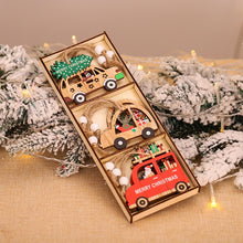 Load image into Gallery viewer, 9pcs/box Christmas Car Wooden Pendants Xmas Tree Hanging Ornaments Christmas Decorations for Home Kids Gift Noel Navidad Decor