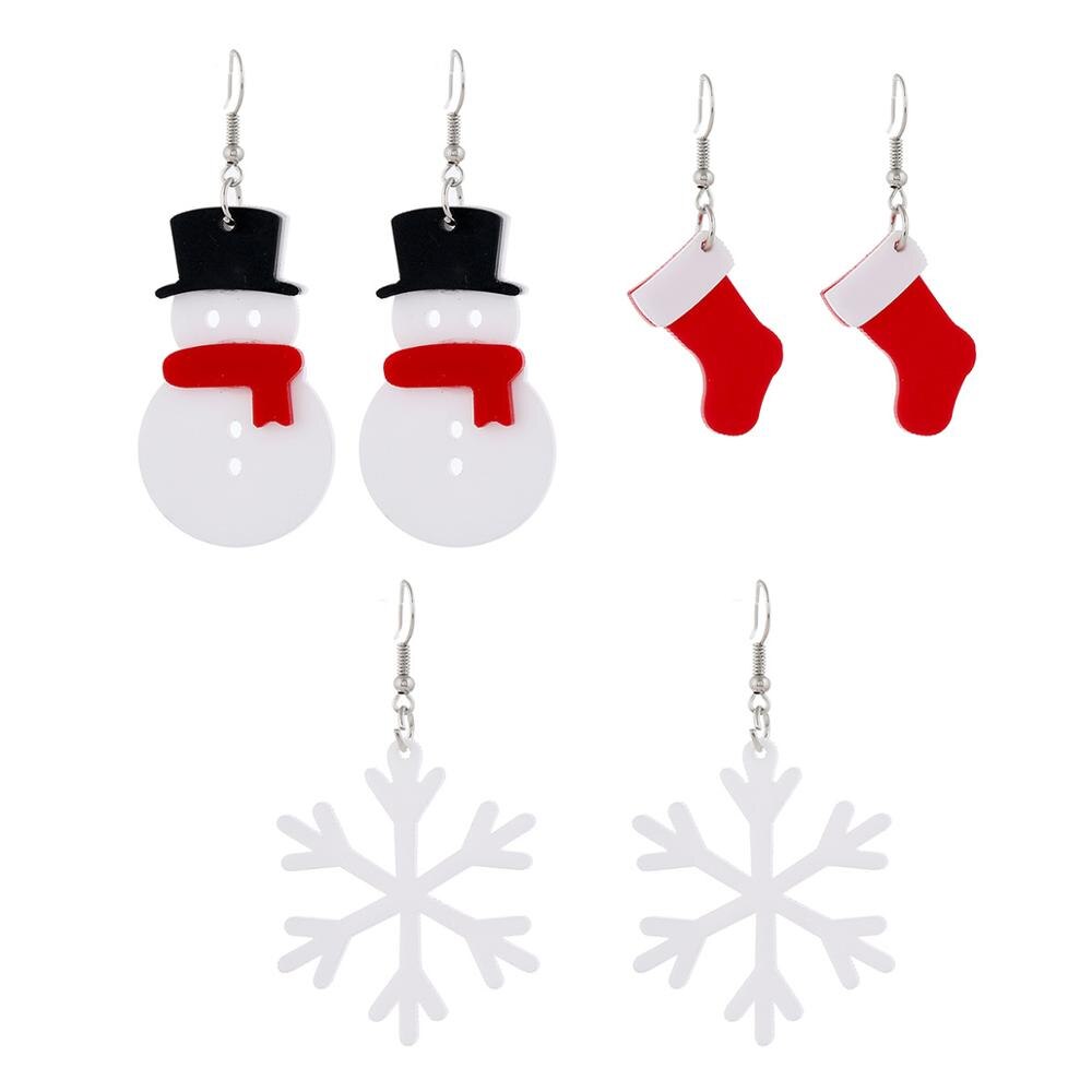 Christmas Gift Cute Christmas Drop Earrings for Women Fashion Street Style Snowman Snowflake Stockings Dangle Earrings Jewelry Gifts Oorbellen