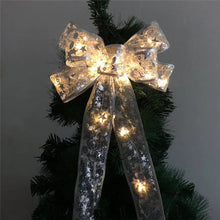 Load image into Gallery viewer, Christmas silver with lights printed bow Christmas tree decor pendant xmas handmade warm light lantern bow christmas decorations