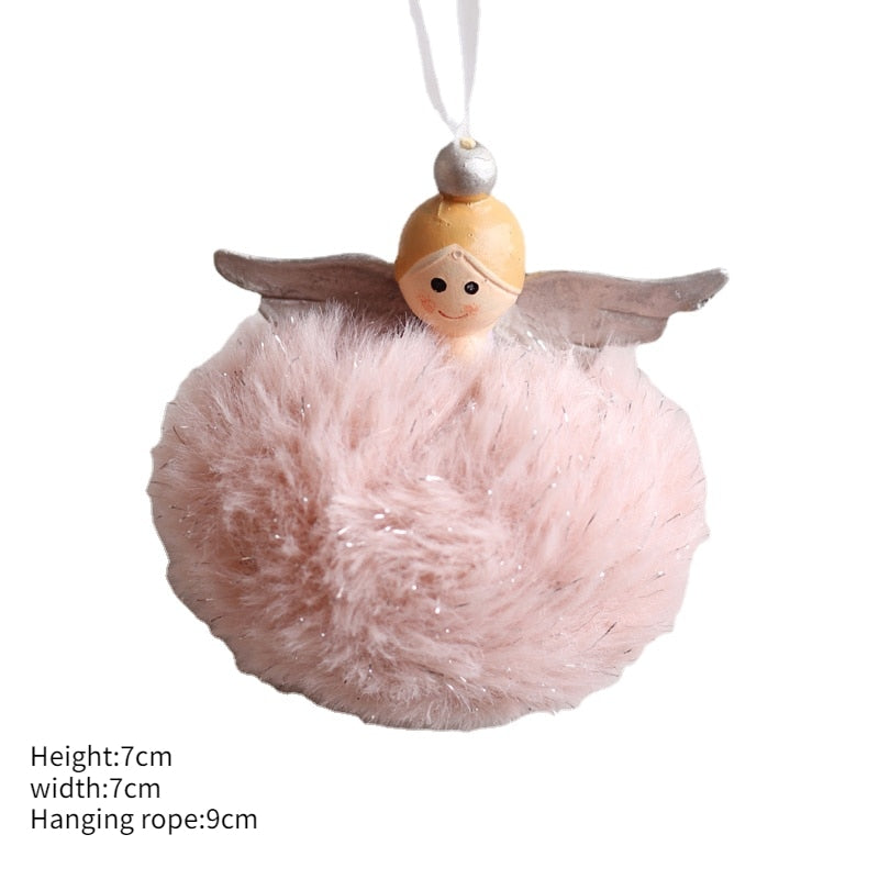LadyCC Christmas Decorations Pendant Pink White Resin Angel Pendant Christmas Tree Decoration Material Car Hanging Gift Doll