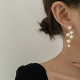 Skhek Vintage Big Pearl Beads Tassel Earrings For Women Fashion Jewelry Korean Ladies Elegant Charms Ear Jewellery Party Gifts
