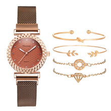 Load image into Gallery viewer, Christmas Gift Luxury 5pcs Set Bracelet Watch Women Elegant Magnet Diamond Ladies Quartz Wrist Watch Dress Pink Clock Reloj Mujer Dropshipping