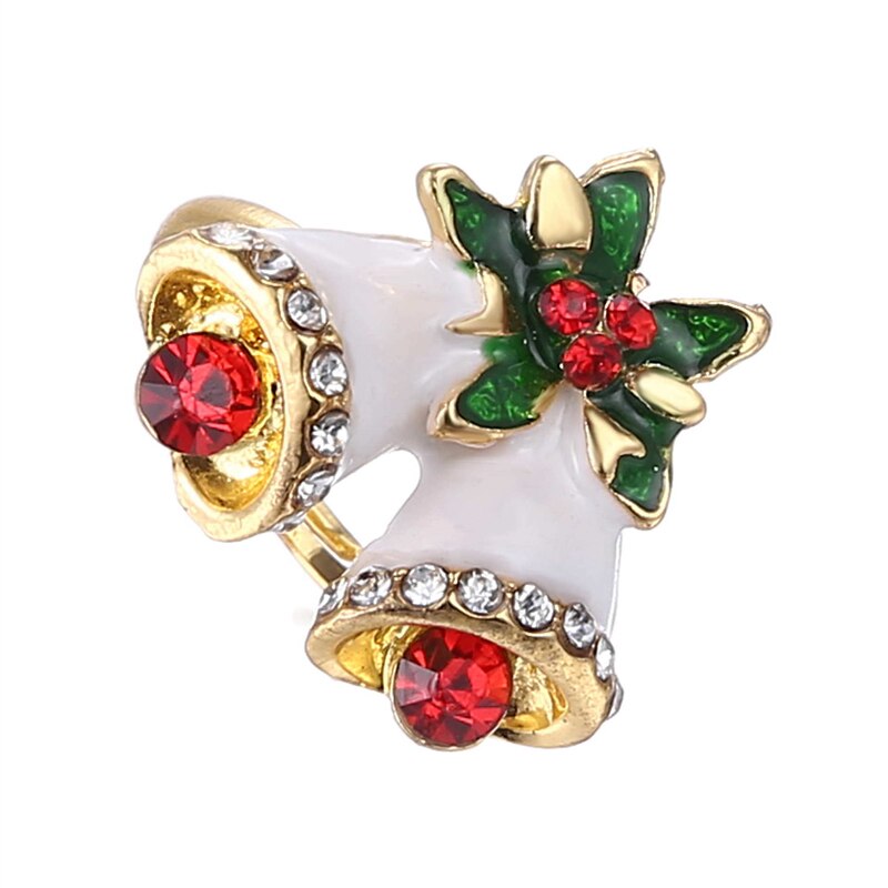 GANXIN Christmas Ring Newest New Year Party Finger-ring Decoration Elk Santa Claus Bells Opening Rings For Women Men Jewelry
