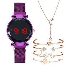 Load image into Gallery viewer, Christmas Gift Luxury Digital Magnet Watches For Women Rose Gold LED Quartz Watch Bracelet Necklace set gift Female Clock Relogio Feminino