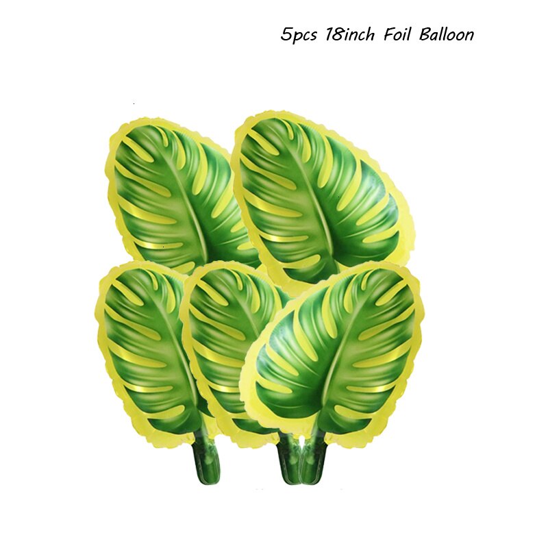 Palm Leaf Pattern Balloons Disposible Tableware for Birthday Hawaii Party Supplies Tropical Summer Safari Party Decoration