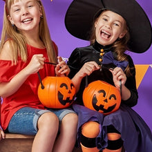 Load image into Gallery viewer, SKHEK Halloween 3Pcs Plastic Halloween Portable Pumpkin Bucket Trick Or Treat Candy Box Sweet Holder Halloween Party Decorations Kids Gift Toy