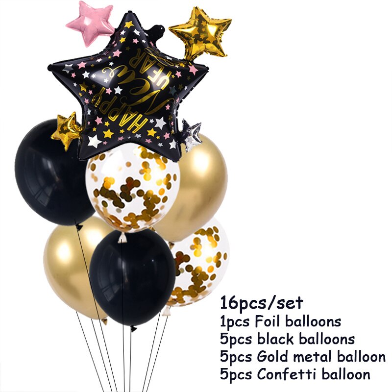 Christmas Gift New Years Eve Party Supplies Foil Balloon Black Gold Bottle Helium Globos Digit Air Balloon Christmas Happy New Year Decorations