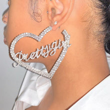 Load image into Gallery viewer, Skhek Aesthetic Letter Earrings Designer Luxury For Women 2023 Fahsion Jewelry Rhinestone Designer Piercing Heart Earrings