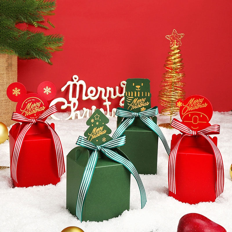 Christmas Eve Candy Box Bag Paper Kids Navidad 2021 New Year Xmas Home Decoration Natal Gift Bags Kerst Noel Treats Packing Box