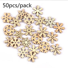 Load image into Gallery viewer, Christmas Gift 50Pcs/pack Wooden White Snowflake Christmas Ornaments Christmas Decorations for Home Santa Bell Xmas Party Decor Navidad Noel