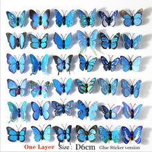 Load image into Gallery viewer, Skhek Butterflies Wall Stickers home decor Multicolor Double Layer 3D Butterfly Sticker 12Pcs/lot  for decoration on the living room