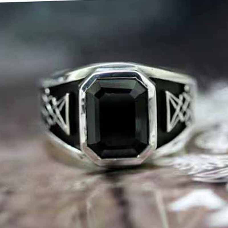 Skhek Sigil of Lucifer Satan Seal Ring Gothic Stainless Steel Signet Finger Rings Biker Punk Silver Color Jewelry Festival Gift