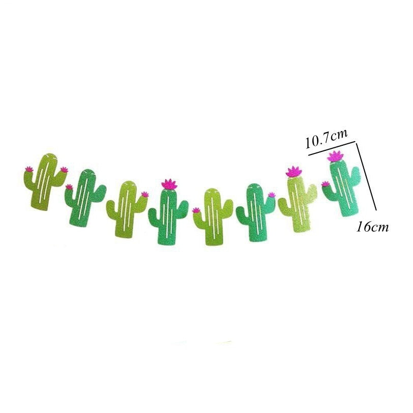 1Set Cactus Party Disposable Tableware Llama Balloons Napkin Green Plant Garland For Birthday Decoration Tropical Party Supplies