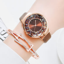 Load image into Gallery viewer, Christmas Gift Simple Watch Women Luxury Ladies Quartz Leather Strap Movable Rhinestones Watch Female Wristwatches Brown Clock Relogio Feminino