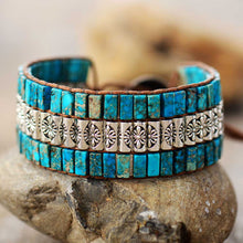 Load image into Gallery viewer, Skhek Handmade Wrap Bracelet Turquoises Antique Metal Beads Weaving Statement Wristband Bracelet Teengirls Jewelry Gifts For Women