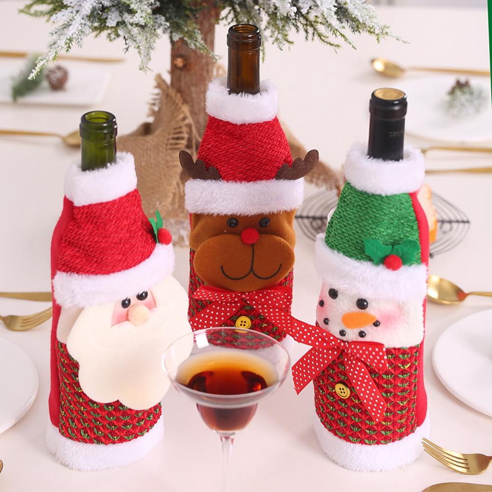 Christmas Gift PATIMATE Christmas Cloth Wine Bottle Cover Christmas Decorations For Home Christmas Table Decor 2021 Xmas Gifts New Year 2022