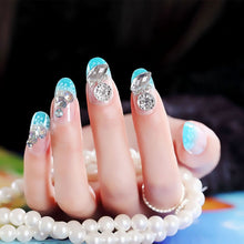 Load image into Gallery viewer, SKHEK Wedding Beauty Fake Nails DIY Glitter Acrylic Full Cover Nail Art Tips With Glue Girls Shining Rhinestones Fashion False Nail