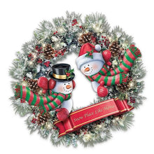 Load image into Gallery viewer, 1Pcs Warm Winter Welcome Snowman Wreath Stickers Christmas Navidad Home Door Wall Window Stickers Decals Christmas Decorations