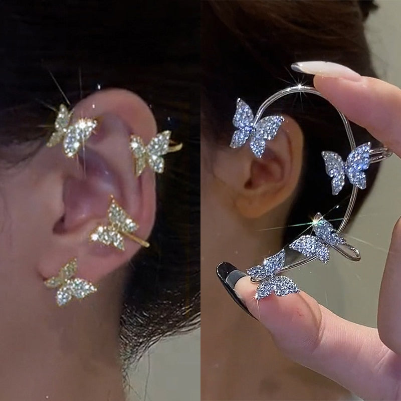 Skhek Christmas Snowflake Ear Clip Ear Cuff for Women Girls Trendy Butterfly Clip Earrings Without Piercing Party Wedding Jewelry Gift