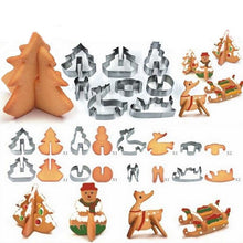 Load image into Gallery viewer, Christmas Gift 8pcs/set Christmas Tree Elk Snowman Stainless Steel 3D Cake Cookie Cutters Mold Navidad Decor for Home New Year Natal Noel Xmas