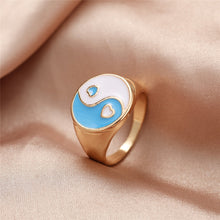 Load image into Gallery viewer, Skhek Ins Style Colorful Love Heart Rings For Women Men Lover Vintage Heart Couple Rings Yingyang Flame Finger Ring Jewelry  кольцо