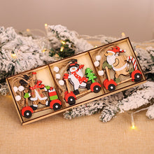 Load image into Gallery viewer, 9pcs/box Christmas Car Wooden Pendants Xmas Tree Hanging Ornaments Christmas Decorations for Home Kids Gift Noel Navidad Decor