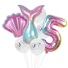 Load image into Gallery viewer, Little Mermaid Party Balloons 32inch Number Foil Balloon Kids Birthday Party Decoration Supplies Baby Shower Decor Helium Globos