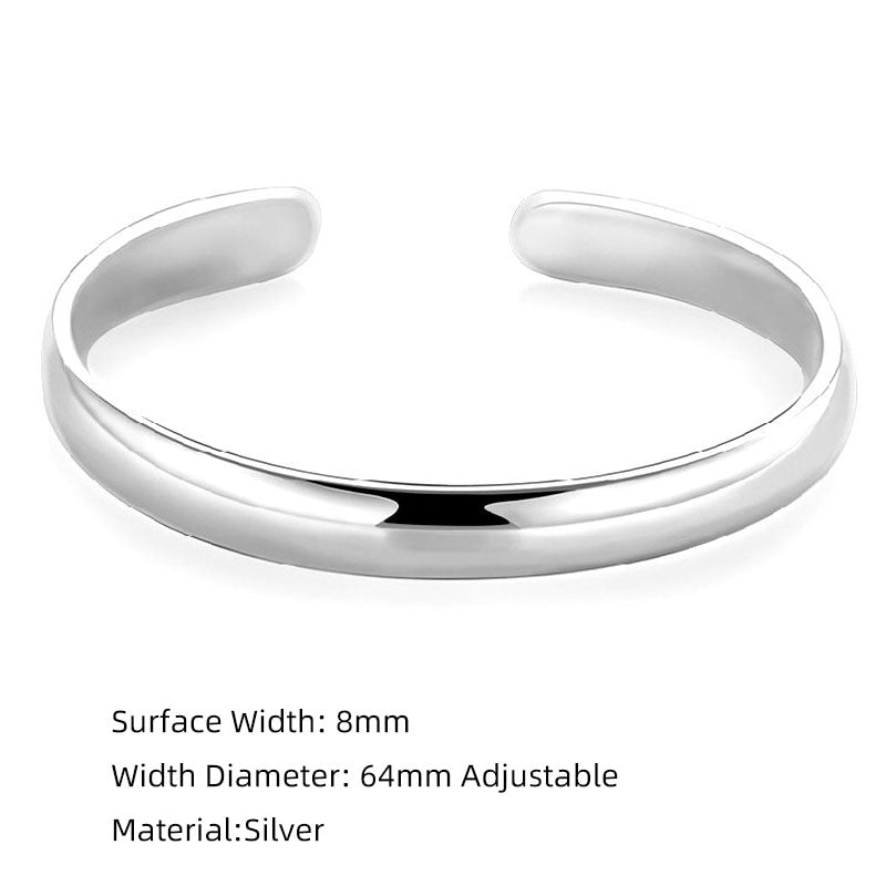 Skhek Terndy Couples Cuff Bangles & Bracelet Simple Smooth Bracelet Jewelry for Women Size 64mm Adjustable