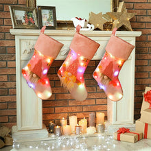 Load image into Gallery viewer, Christmas Gift New Christmas Stockings Socks LED Light Up Large Pink Christmas Decoration Candy Gift Bag Fireplace Xmas Tree Hanging Ornaments