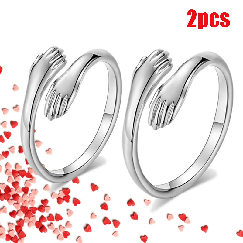 2021 Valentine's Day Gift Love Hug Open Ring Retro Simple Rings Letter Finger Ring Unisex Adjustable Size Ring Jewelry Gift