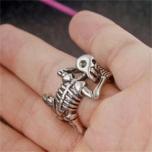 Load image into Gallery viewer, Skhek Punk Rings For Women Men Couple Halloween Knuckles Decorate Rings Metal Silver Plated Skull Open Adjustable 2022 Trend Jewelry