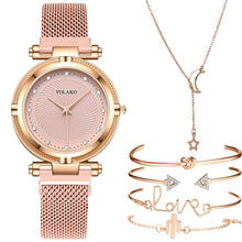Load image into Gallery viewer, Christmas Gift Women watch Bracelet Suit Diamond Dial Women Watches Fashion Rose Pink Magnet Buckle Ladies Quartz Wristwatches Simple Female