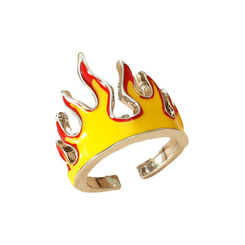 Goth Punk Flame Ring For Women Men Girls Boys Hip Hop Fashion Flame Opening Rings Party Jewelry Gift Adjustable Size