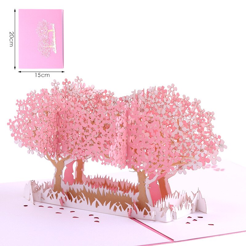 3D Pop UP Card Wedding Cherry Tree Invitations Cards Valentine's Day Anniversary  Greeting Handmade Card Greeting Postcard Gifts