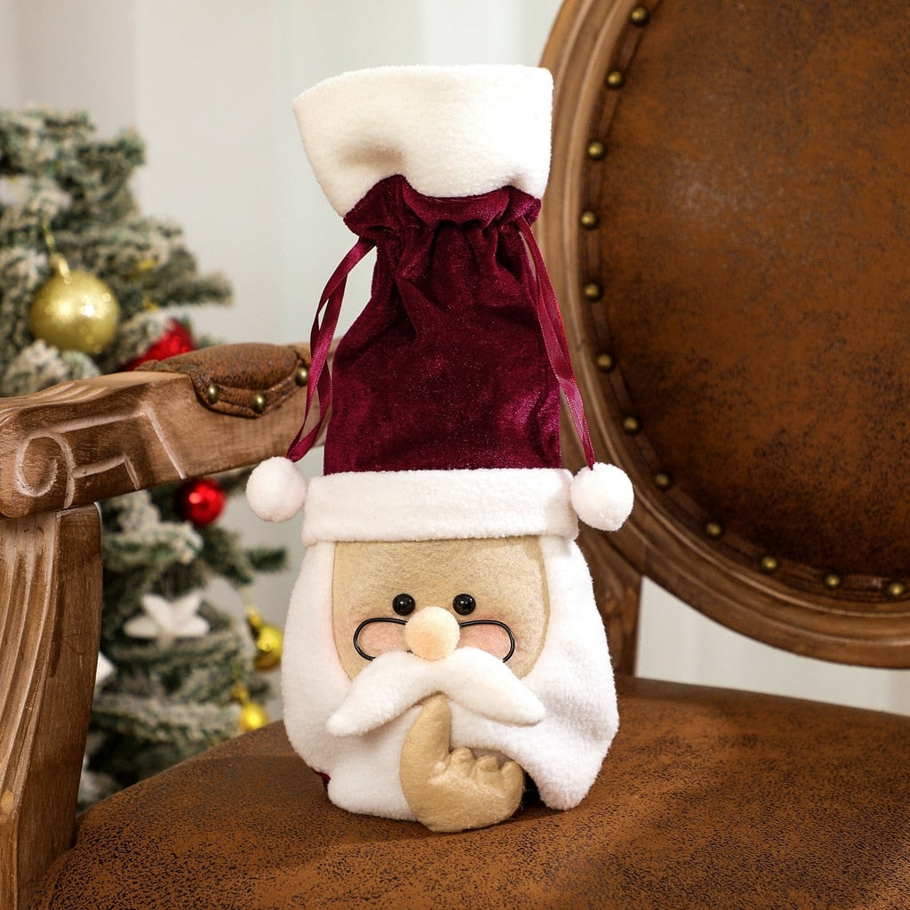 New Year 2022 Christmas Decorations for Home Navidad Christmas Wine Bottle Dust Cover Bag Xmas Decor New Year Kerst Decoration