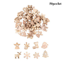 Load image into Gallery viewer, Christmas Gift 50/100pcs Wooden Christmas Decorations DiY Christmas Tree Ornaments Pendant Santa Claus Snowflakes Deer Wood Xmas Party Decor