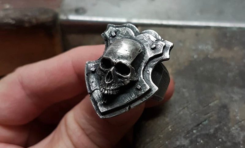 Skhek Us Size Men's Calvarium Skull Ring Gothic Style 316L Stainless Steel Biker Ring Motorcycle Band jewellery Boyfriend Gift OSR814