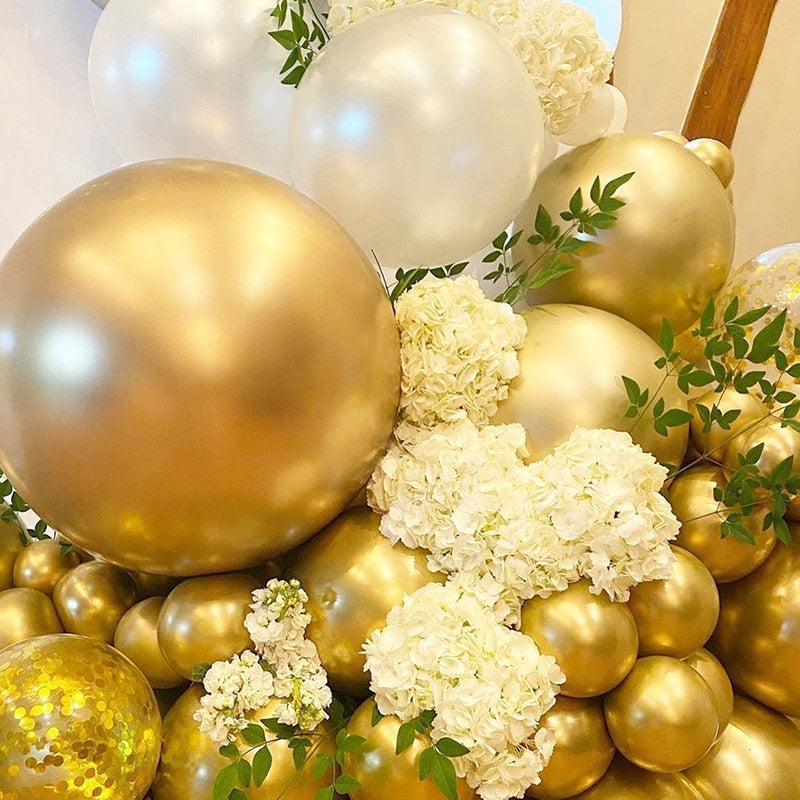 112pcs Balloons Garland Arch Kit Chrome Silver Gold Confetti Ballon Wedding Birthday Party Decor Kids Baby Shower Globos