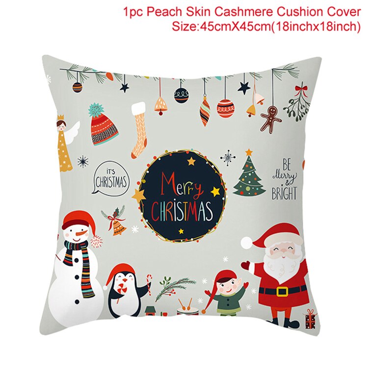 Christmas Gift PATIMATE Elk Santa Claus Christmas Cushion Cover Merry Christmas Ornament 2021 Xmas Navidad Gift Christmas Decorations For Home