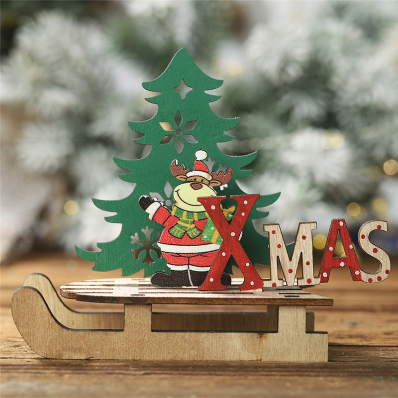 Christmas Gift 2022 Merry Christmas Wooden Pendants Navidad Xmas Tree Ornaments Wood Craft Kids Gifts Christmas Decorations for Home New Year