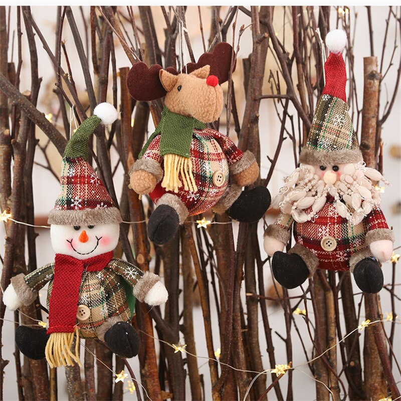 Christmas Gift Santa Claus Snowman Elk Christmas Doll Xmas Tree Hanging Ornaments Kids Toy Gift For New Year 2022 Christmas Decoration Navidad