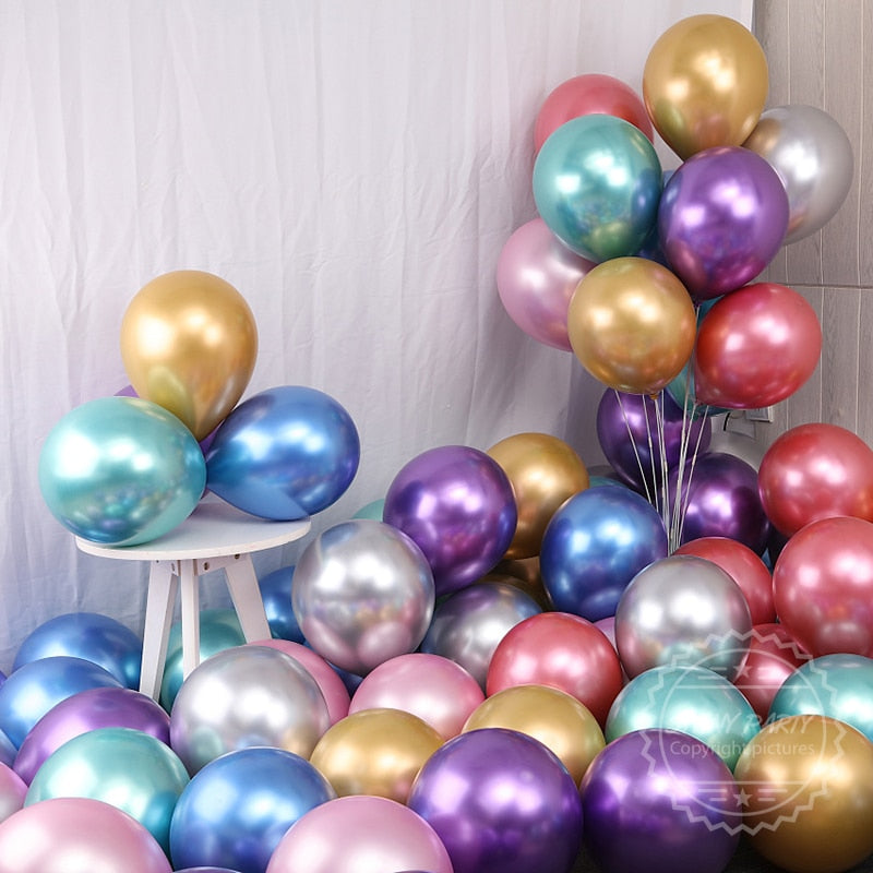 Skhek Chrome Metal Balloon 5-18inch Helium Latex Balloons Birthday Party Decoration Wedding Room Decor Baby Shower Globos Supplies