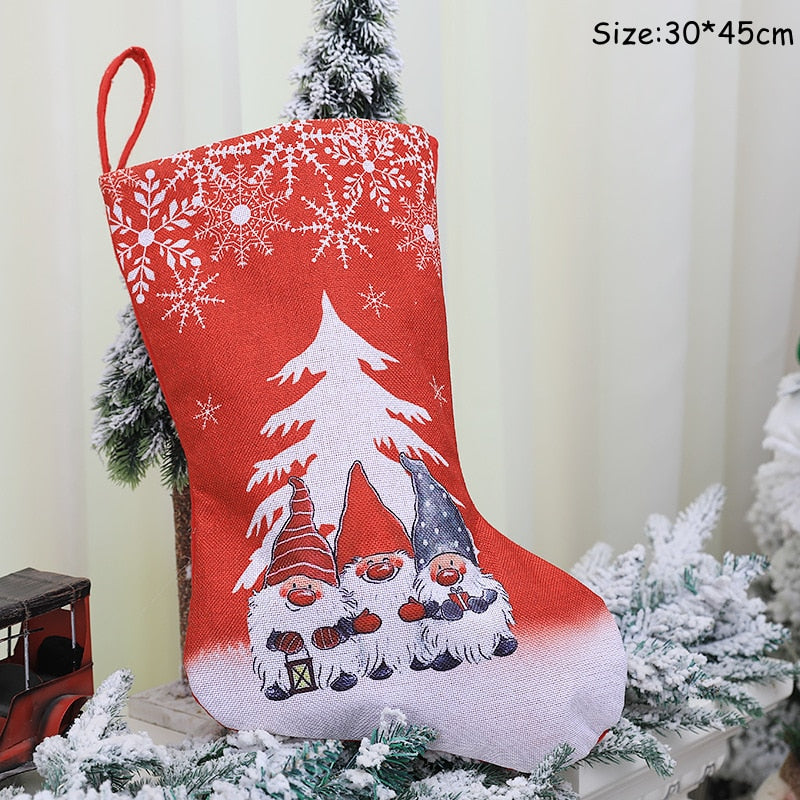 Christmas Gift Navidad 2021 Christmas Stockings Red Santa Sacks 2022 New Year Gift Candy Bag Christmas Decorations for Home Xmas Tree Noel Deco