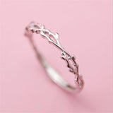 Christmas Gift New Simple Twig Thorn Leaf 925 Sterling Silver Jewelry Not Allergic Popular Branch Exquisite Women Opening Rings  R127